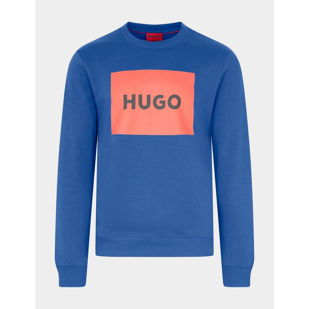 Hugo Boss Mens Cotton-Terry With Logo Sweatshirt in Blue - Size 2XL